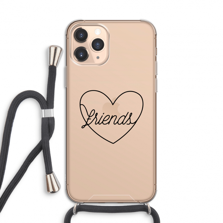 Friends heart black: iPhone 11 Pro Transparant Hoesje met koord