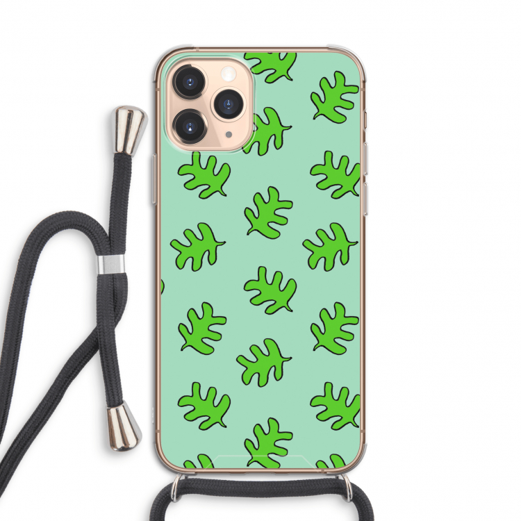 Groene blaadjes: iPhone 11 Pro Transparant Hoesje met koord