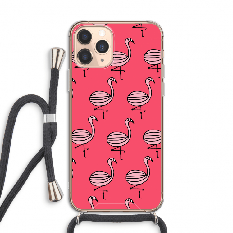 Flamingo: iPhone 11 Pro Transparant Hoesje met koord