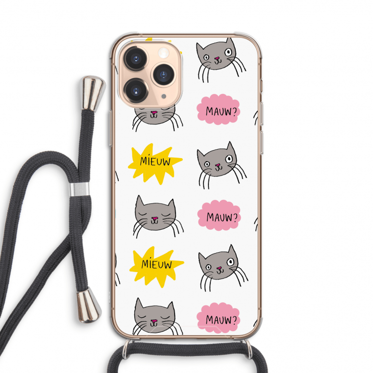 Meow: iPhone 11 Pro Transparant Hoesje met koord