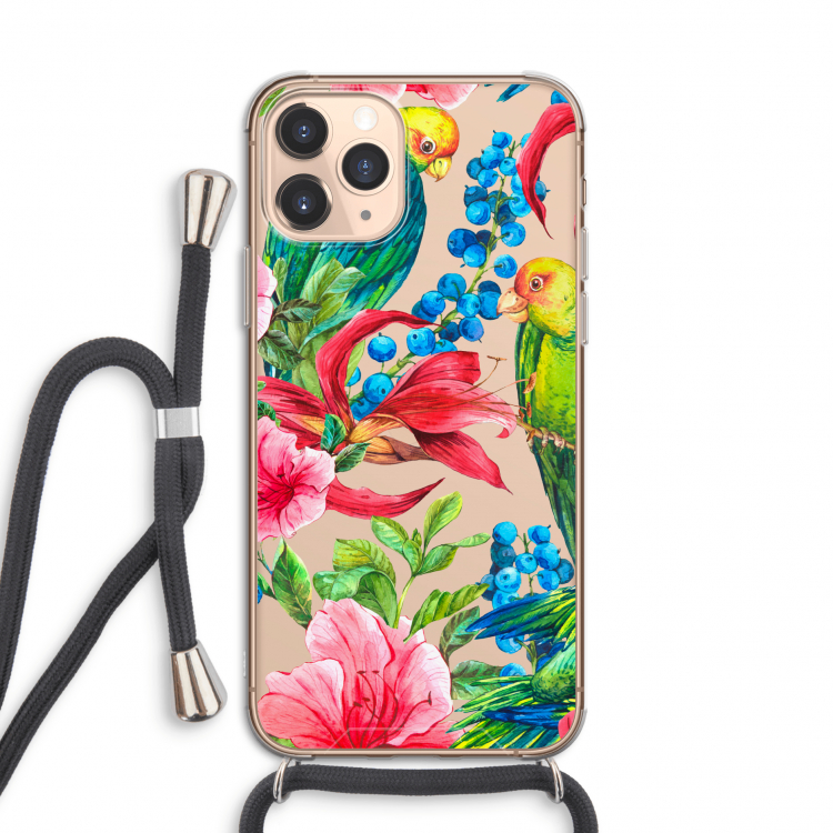 Papegaaien: iPhone 11 Pro Transparant Hoesje met koord