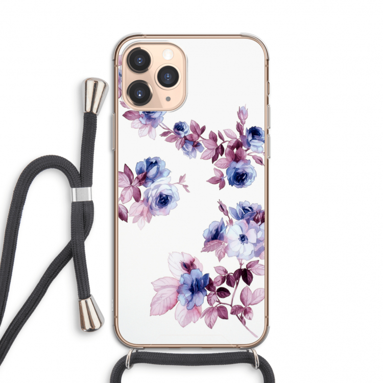 Waterverf bloemen: iPhone 11 Pro Transparant Hoesje met koord