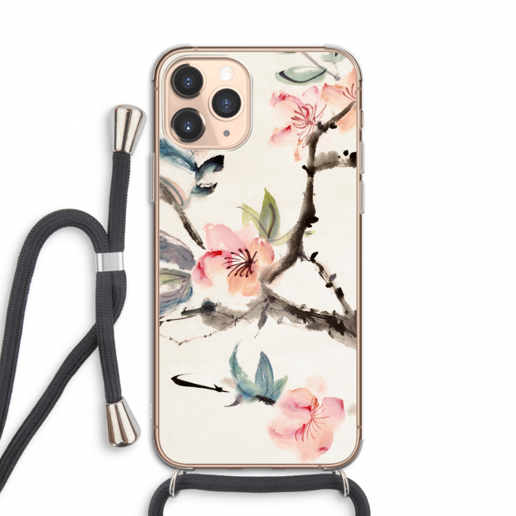 Japanse bloemen: iPhone 11 Pro Transparant Hoesje met koord