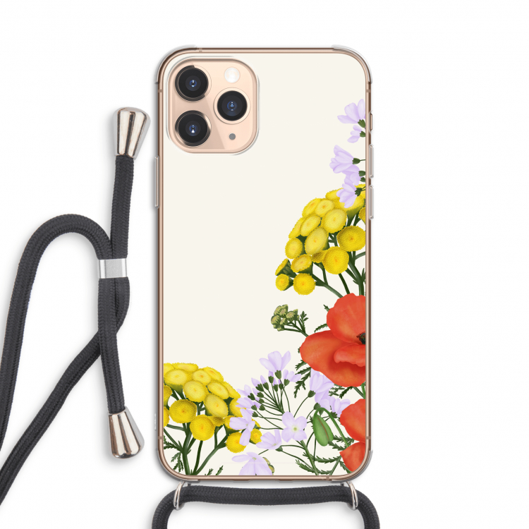 Wilde bloemen: iPhone 11 Pro Transparant Hoesje met koord