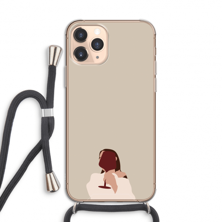 I drink wine: iPhone 11 Pro Transparant Hoesje met koord