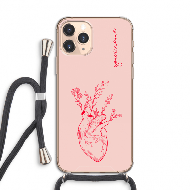 Blooming Heart: iPhone 11 Pro Transparant Hoesje met koord