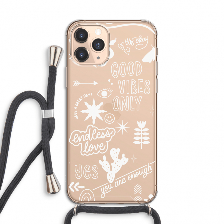 Good vibes: iPhone 11 Pro Transparant Hoesje met koord