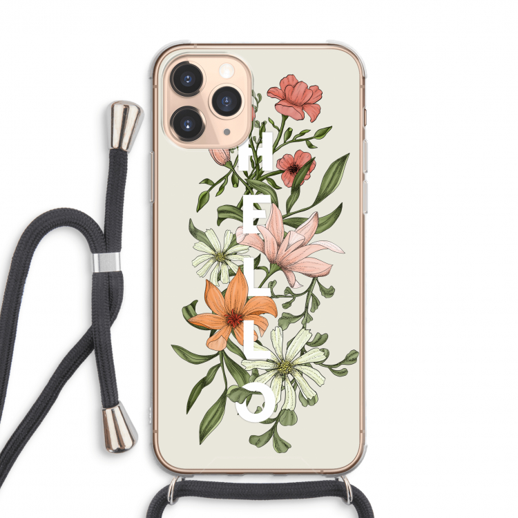 Hello bloemen: iPhone 11 Pro Max Transparant Hoesje met koord