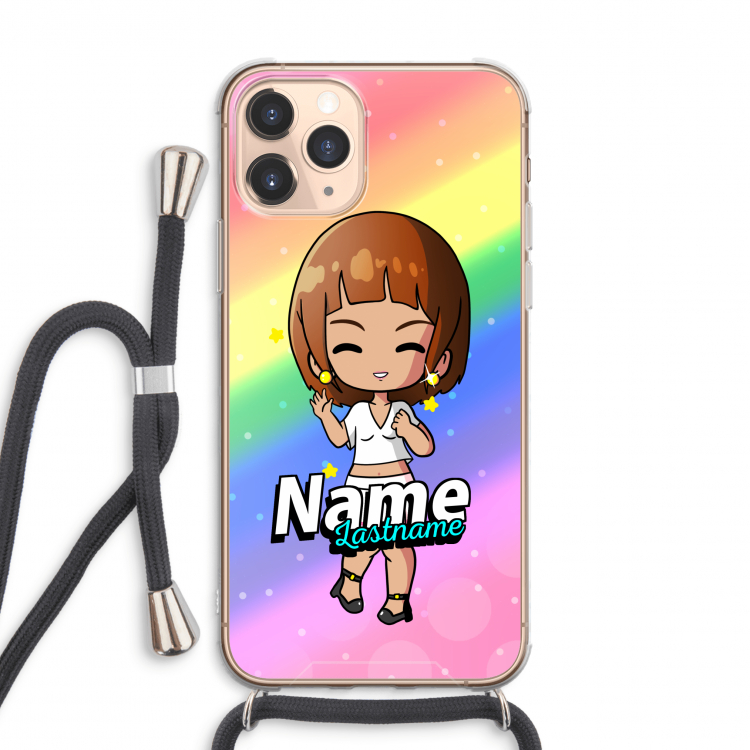 Chibi Maker vrouw: iPhone 11 Pro Max Transparant Hoesje met koord