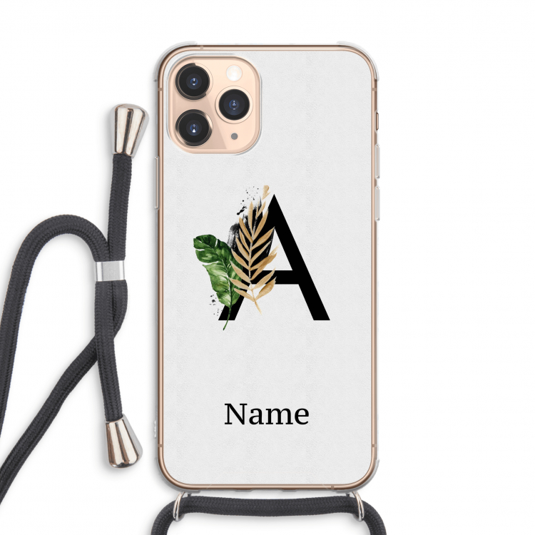 Charcoal Flora: iPhone 11 Pro Max Transparant Hoesje met koord