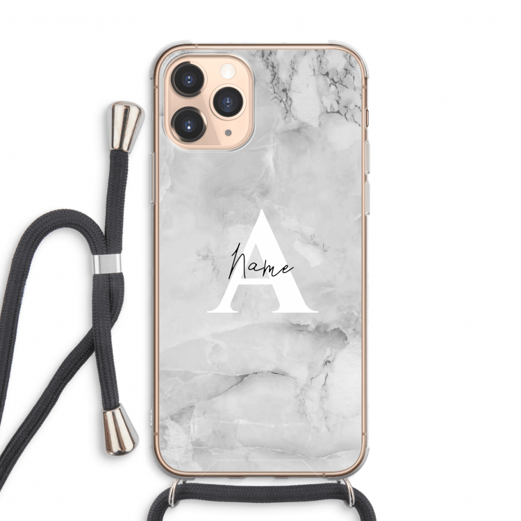 Ivory Marble: iPhone 11 Pro Max Transparant Hoesje met koord