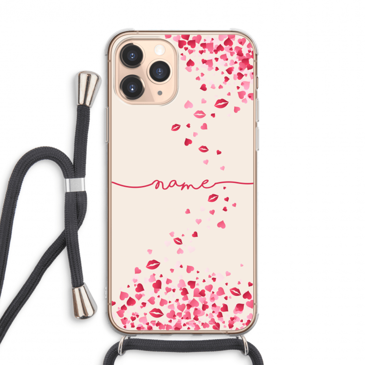 Hartjes en kusjes: iPhone 11 Pro Max Transparant Hoesje met koord