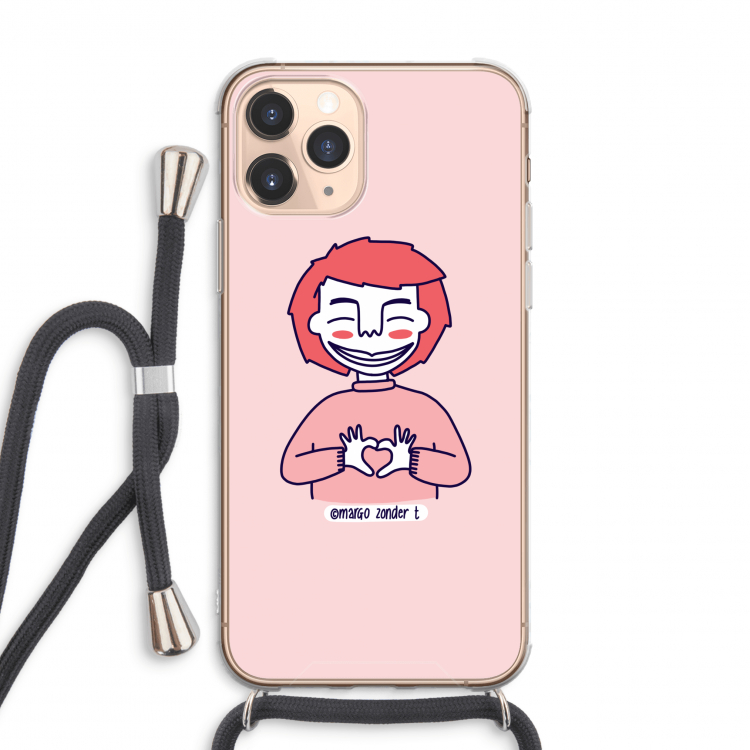Hartje: iPhone 11 Pro Max Transparant Hoesje met koord