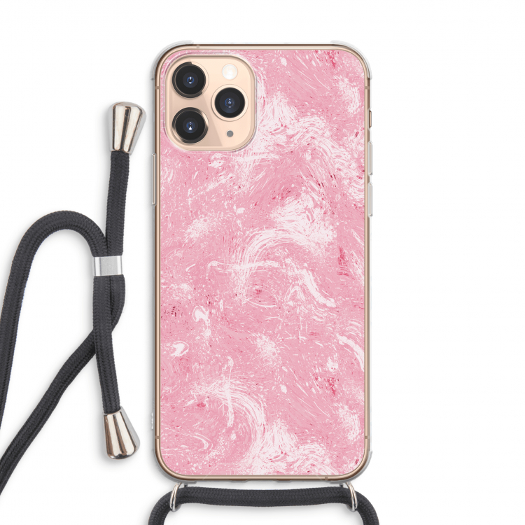 Abstract Painting Pink: iPhone 11 Pro Max Transparant Hoesje met koord
