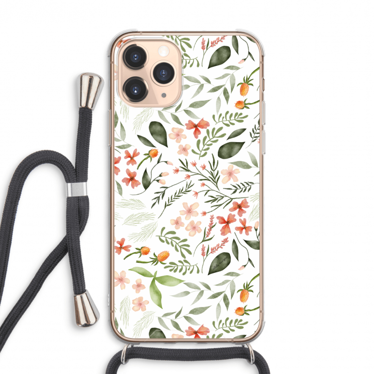 CaseCompany Sweet little flowers: iPhone 11 Pro Max Transparant Hoesje met koord