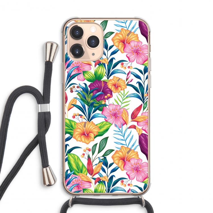 CaseCompany Tropisch 2: iPhone 11 Pro Max Transparant Hoesje met koord