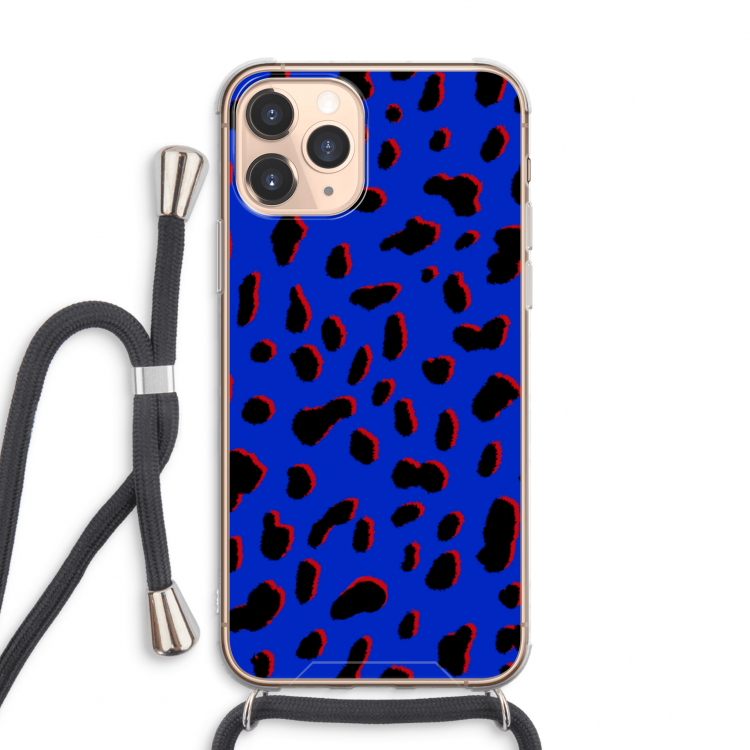 Blue Leopard: iPhone 11 Pro Max Transparant Hoesje met koord