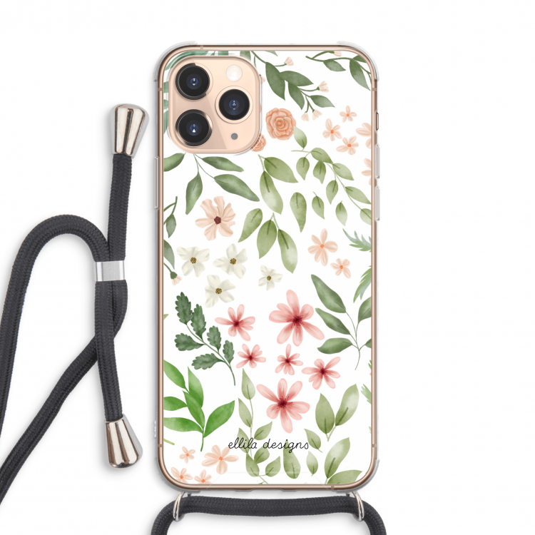 Botanical sweet flower heaven: iPhone 11 Pro Max Transparant Hoesje met koord