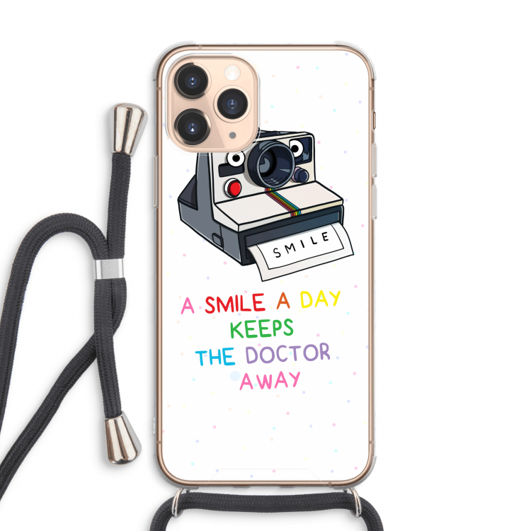 CaseCompany Smile: iPhone 11 Pro Max Transparant Hoesje met koord
