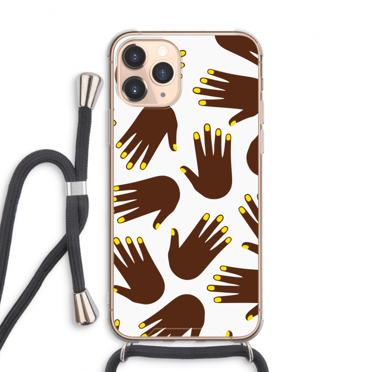 Hands dark: iPhone 11 Pro Max Transparant Hoesje met koord