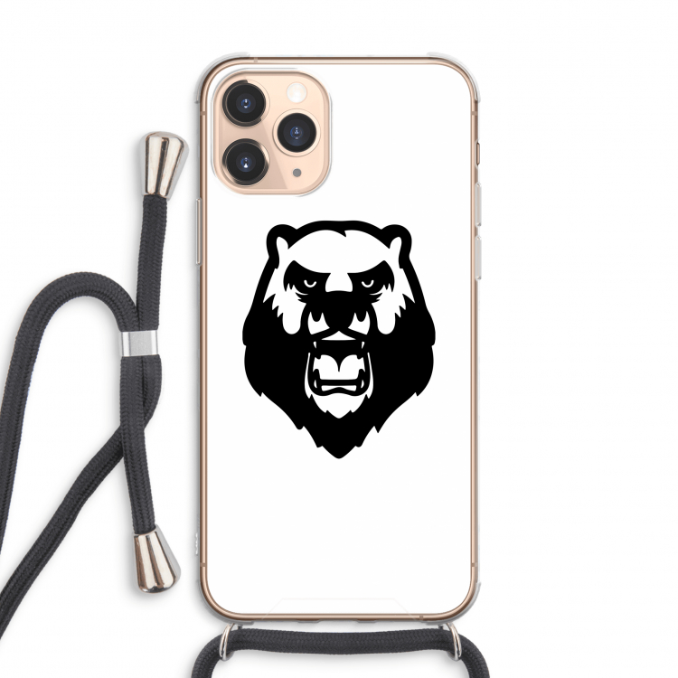 Angry Bear (white): iPhone 11 Pro Max Transparant Hoesje met koord