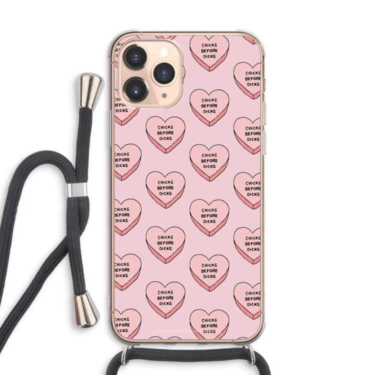 Chicks before dicks: iPhone 11 Pro Max Transparant Hoesje met koord