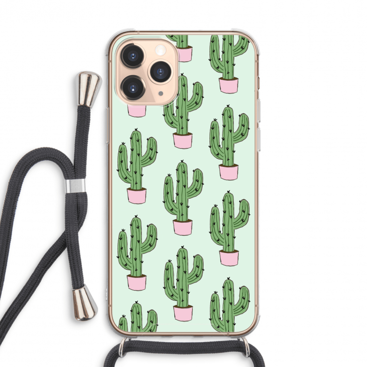 Cactus Lover: iPhone 11 Pro Max Transparant Hoesje met koord