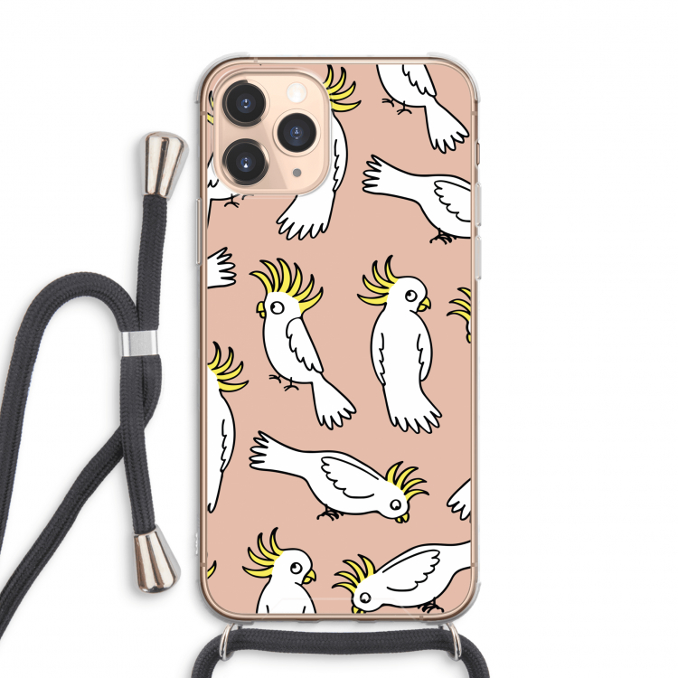 CaseCompany Papegaai: iPhone 11 Pro Max Transparant Hoesje met koord