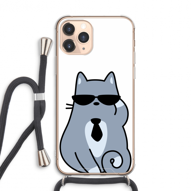 Cool cat: iPhone 11 Pro Max Transparant Hoesje met koord