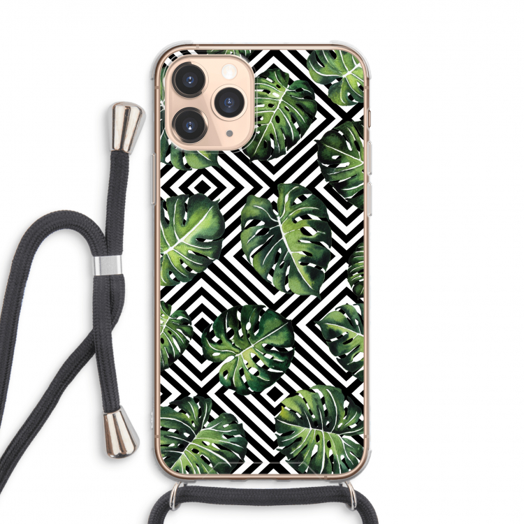 Geometrische jungle: iPhone 11 Pro Max Transparant Hoesje met koord