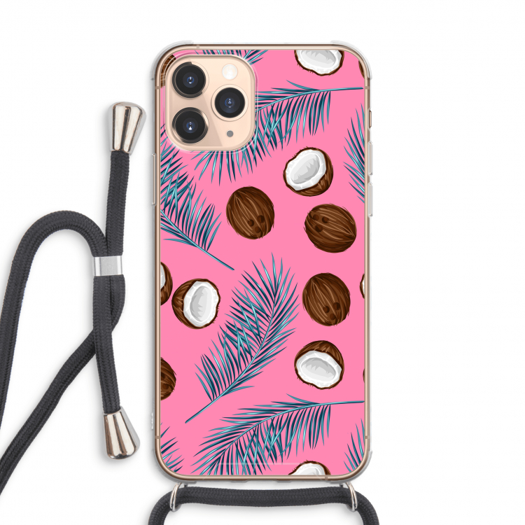 Kokosnoot roze: iPhone 11 Pro Max Transparant Hoesje met koord