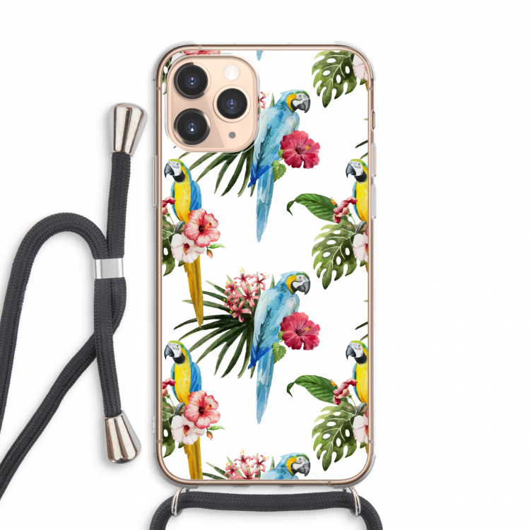 Kleurrijke papegaaien: iPhone 11 Pro Max Transparant Hoesje met koord