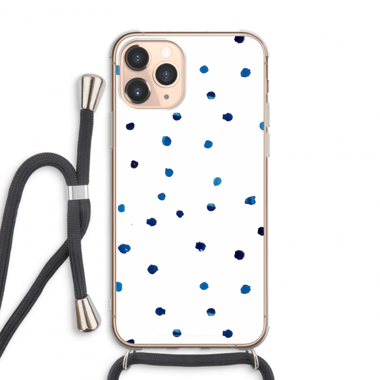 Blauwe stippen: iPhone 11 Pro Max Transparant Hoesje met koord