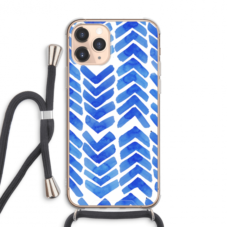 Blauwe pijlen: iPhone 11 Pro Max Transparant Hoesje met koord