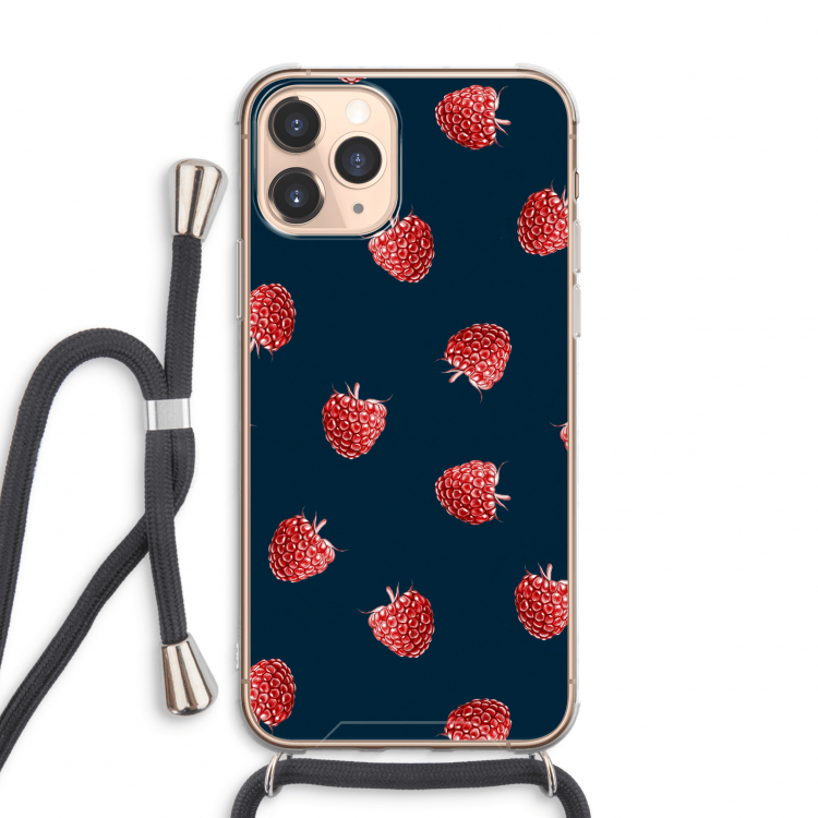 Framboosjes: iPhone 11 Pro Max Transparant Hoesje met koord