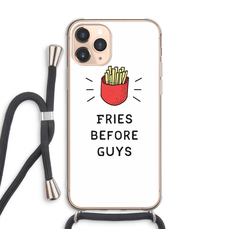 Fries before guys: iPhone 11 Pro Max Transparant Hoesje met koord