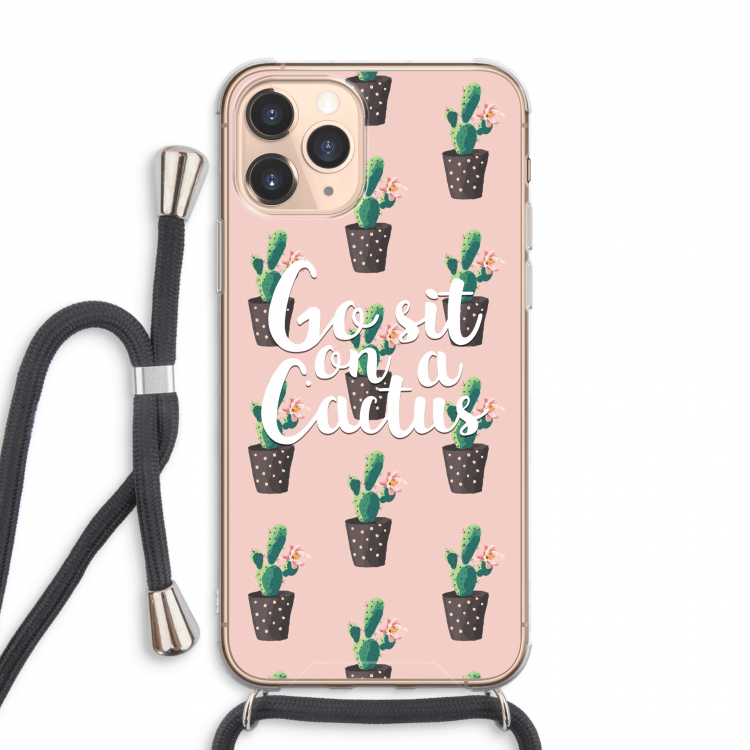 Cactus quote: iPhone 11 Pro Max Transparant Hoesje met koord