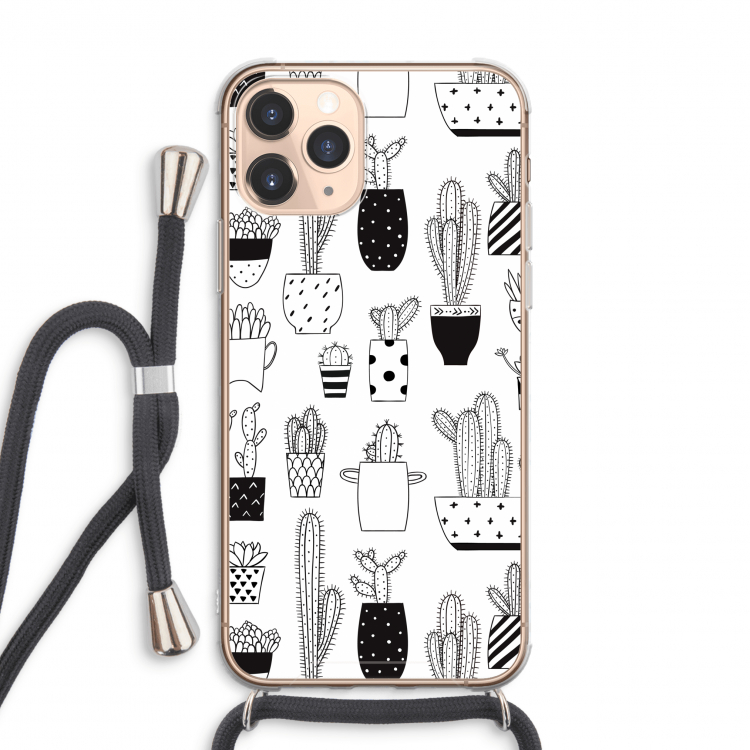 Cactusmotief: iPhone 11 Pro Max Transparant Hoesje met koord