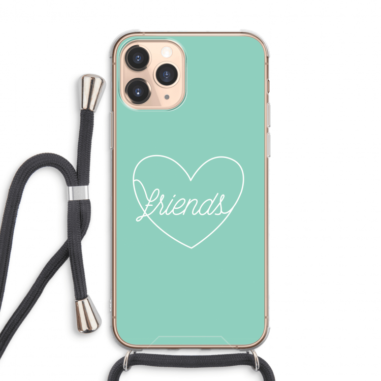 Friends heart pastel: iPhone 11 Pro Max Transparant Hoesje met koord