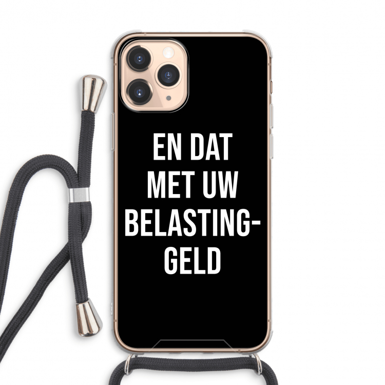 Belastinggeld - Zwart: iPhone 11 Pro Max Transparant Hoesje met koord