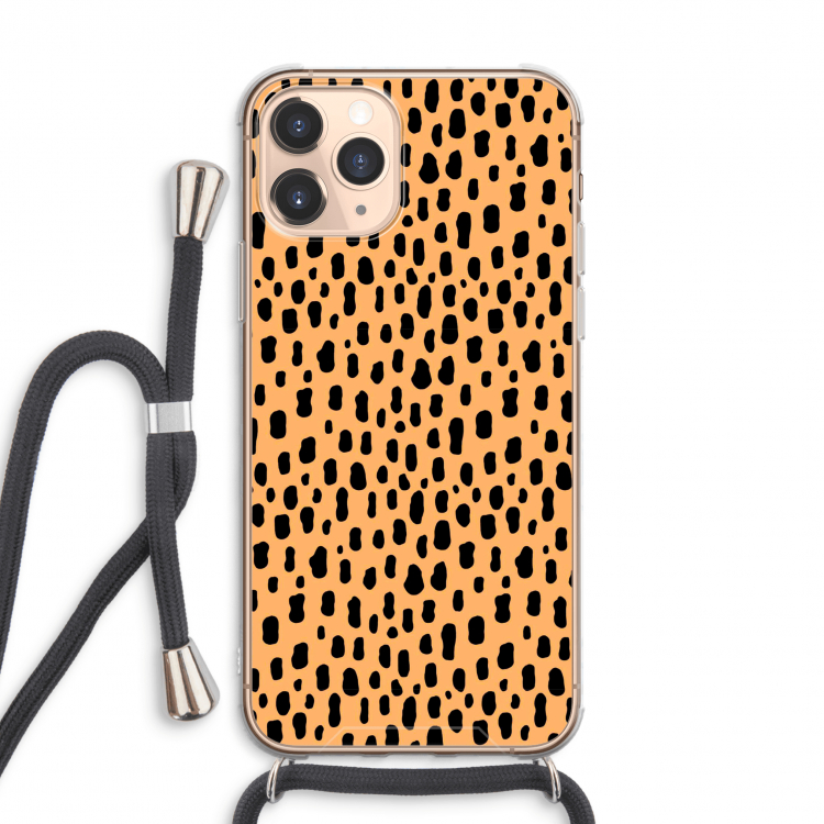 CaseCompany Panter: iPhone 11 Pro Max Transparant Hoesje met koord