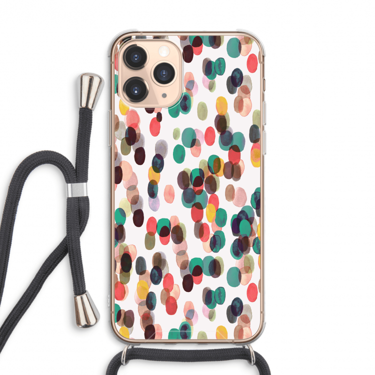 CaseCompany Tropical Dots: iPhone 11 Pro Max Transparant Hoesje met koord