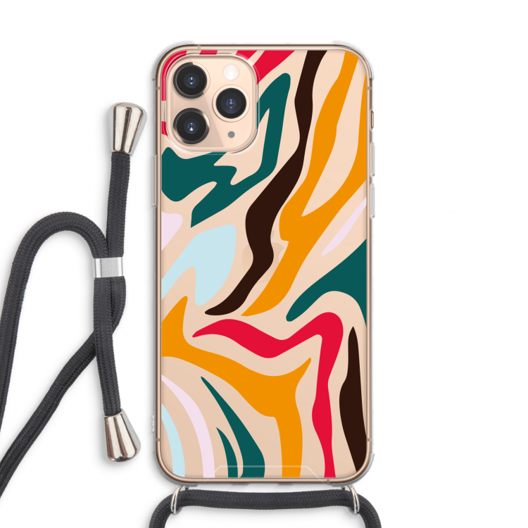 Colored Zebra: iPhone 11 Pro Max Transparant Hoesje met koord