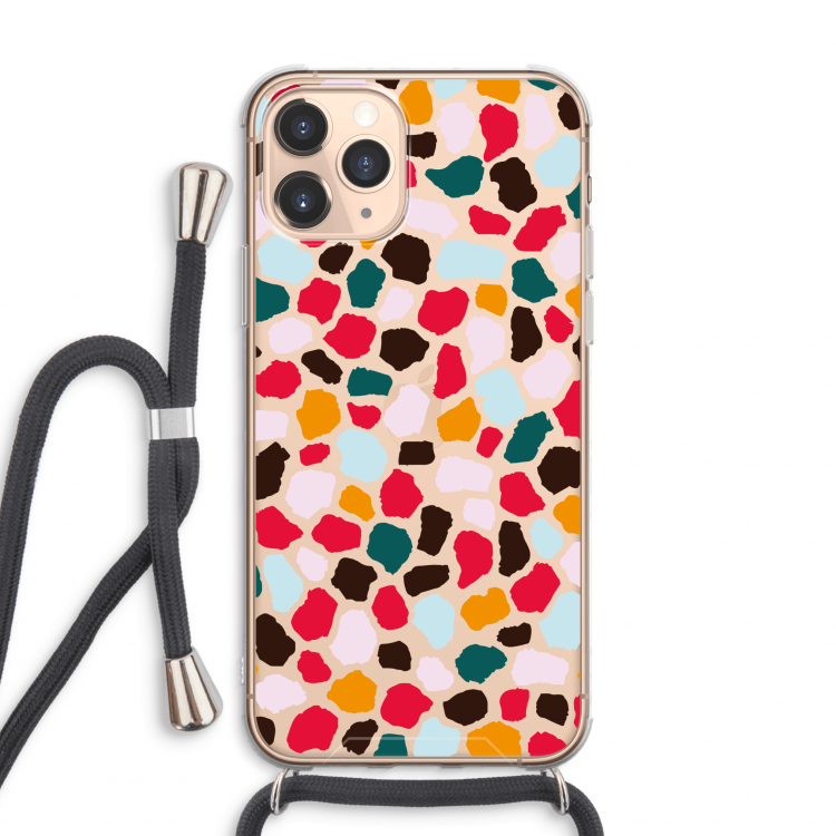 Colored Giraffe: iPhone 11 Pro Max Transparant Hoesje met koord