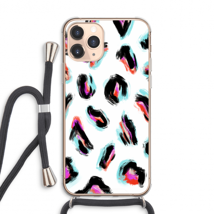 Cheetah color: iPhone 11 Pro Max Transparant Hoesje met koord