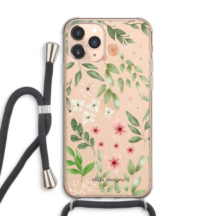 Botanical sweet flower heaven: iPhone 11 Pro Max Transparant Hoesje met koord