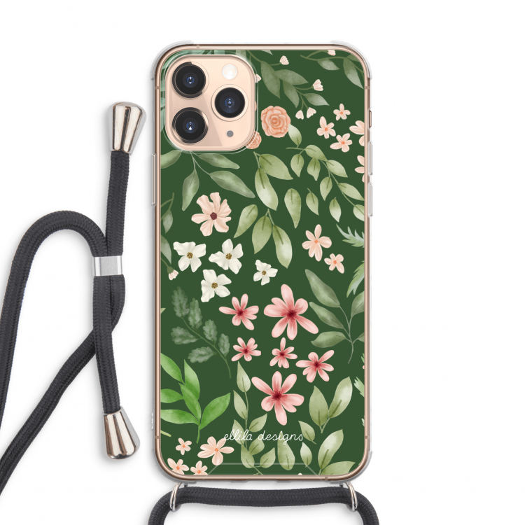 Botanical green sweet flower heaven: iPhone 11 Pro Max Transparant Hoesje met koord
