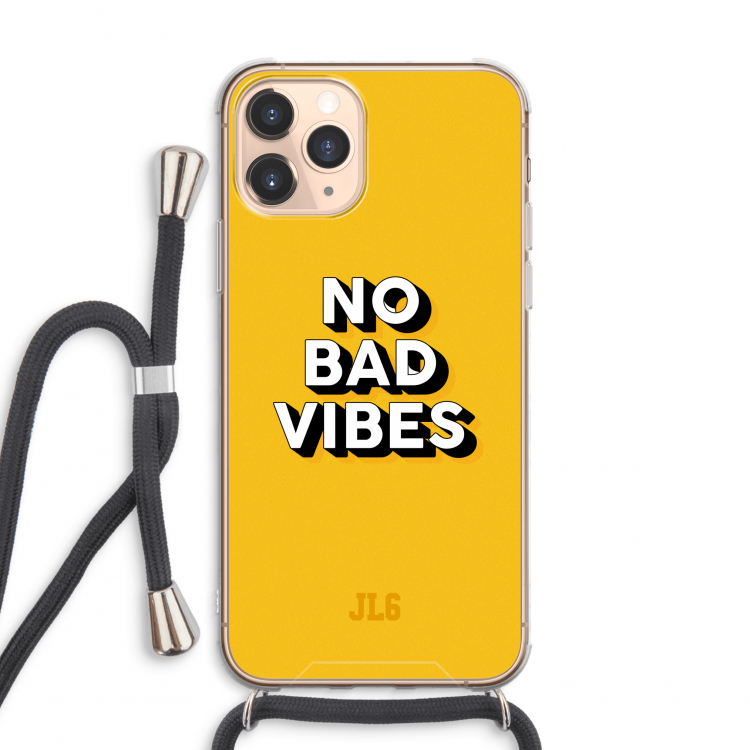 CaseCompany No Bad Vibes: iPhone 11 Pro Max Transparant Hoesje met koord