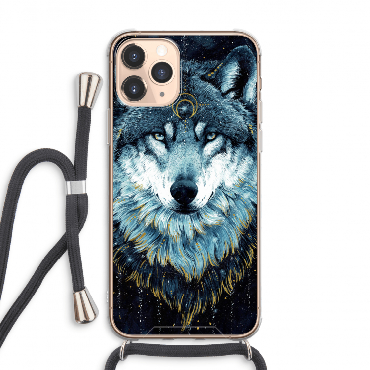 Darkness Wolf: iPhone 11 Pro Max Transparant Hoesje met koord