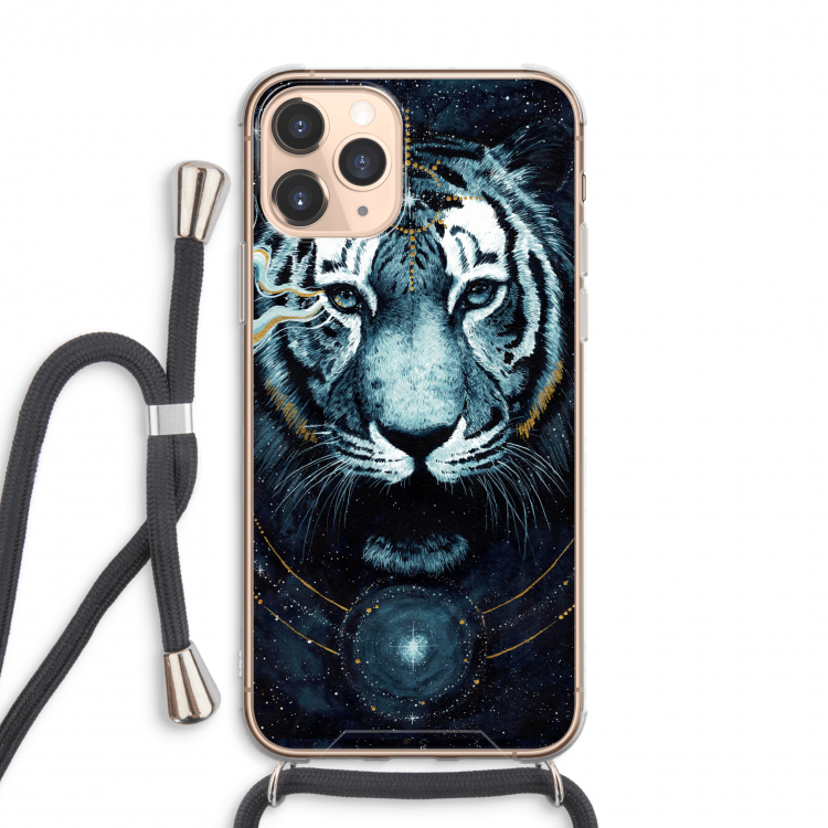Darkness Tiger: iPhone 11 Pro Max Transparant Hoesje met koord